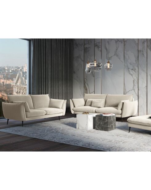 Canapé Velours Elio beige - 158x100x97 cm