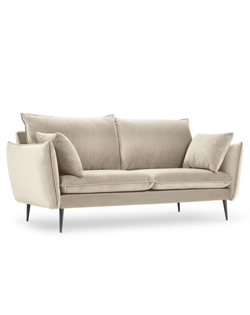 Canapé Velours Elio beige - 158x100x97 cm