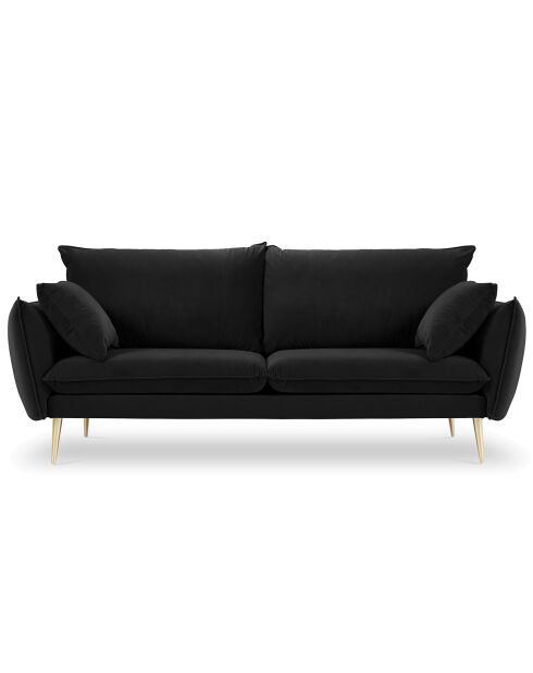 Canapé Velours Elio noir - 228x100x97 cm