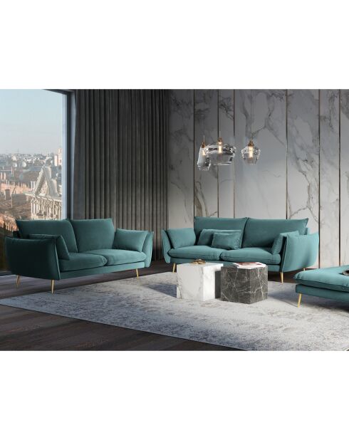 Canapé Velours Elio pétrole - 228x100x97 cm