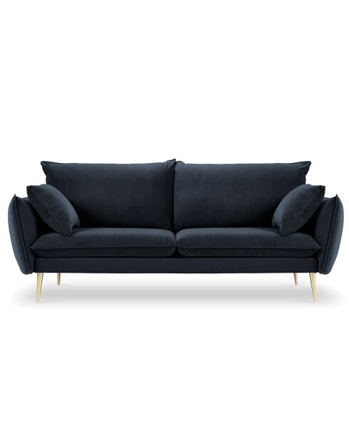 Canapé Velours Elio bleu foncé - 228x100x97 cm