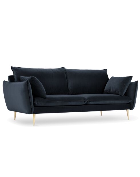 Canapé Velours Elio bleu foncé - 228x100x97 cm