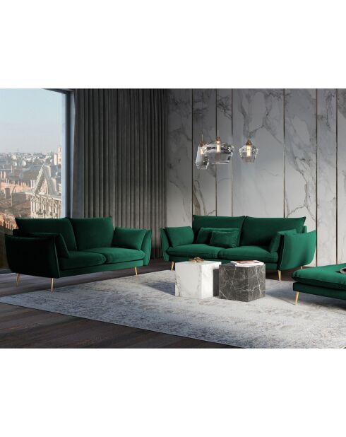 Canapé Velours Elio vert bouteille - 228x100x97 cm