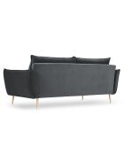 Canapé Velours Elio gris - 228x100x97 cm