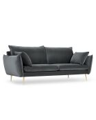 Canapé Velours Elio gris - 228x100x97 cm