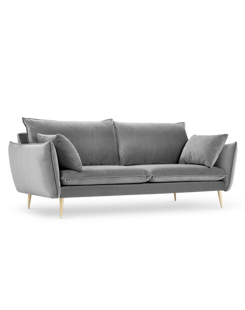 Canapé Velours Elio gris clair - 228x100x97 cm