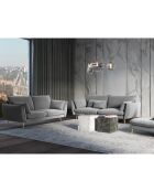 Canapé Velours Elio gris clair - 228x100x97 cm