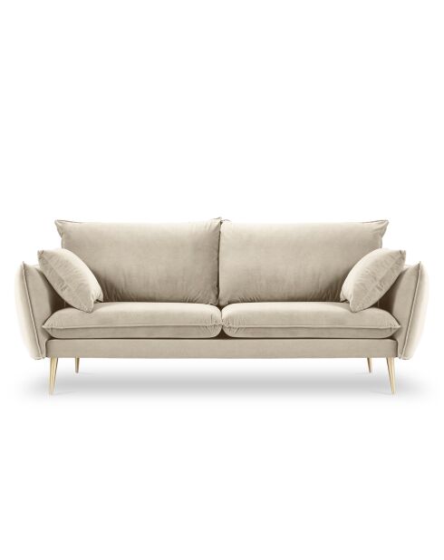 Canapé Velours Elio beige - 228x100x97 cm