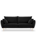 Canapé Velours Elio noir - 198x100x97 cm