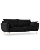 Canapé Velours Elio noir - 198x100x97 cm