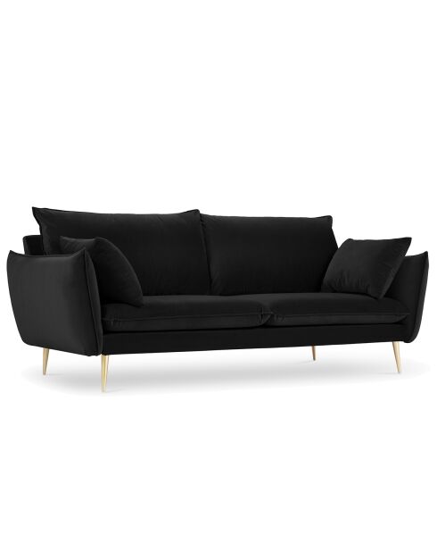 Canapé Velours Elio noir - 198x100x97 cm