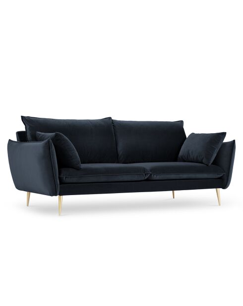 Canapé Velours Elio bleu foncé - 198x100x97 cm