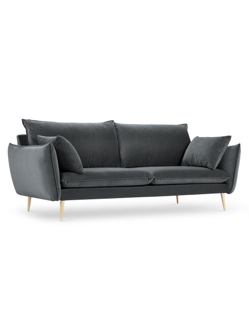 Canapé Velours Elio gris - 198x100x97 cm