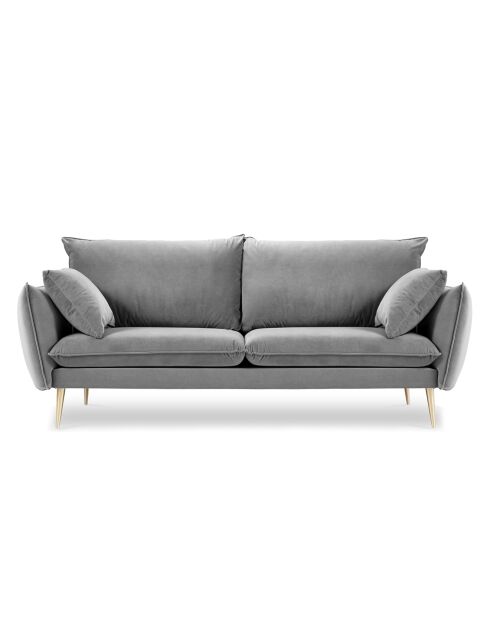 Canapé Velours Elio gris clair - 198x100x97 cm