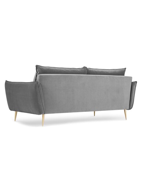Canapé Velours Elio gris clair - 198x100x97 cm
