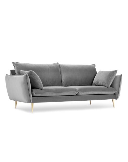 Canapé Velours Elio gris clair - 198x100x97 cm