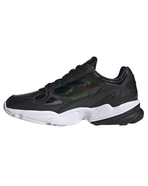 Baskets en Cuir verni & Mesh Falcon W noir/blanc