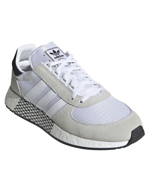 Baskets en Velours de Cuir & Mesh Marathon Tech gris/noir/blanc