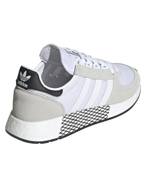 Baskets en Velours de Cuir & Mesh Marathon Tech gris/noir/blanc