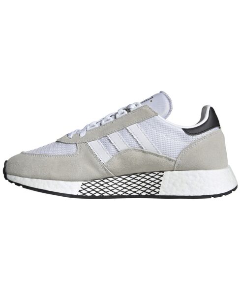 Baskets en Velours de Cuir & Mesh Marathon Tech gris/noir/blanc