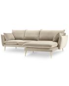 Canapé d'angle droit velours elio beige - 251x170x97 cm