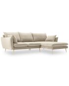 Canapé d'angle droit velours elio beige - 251x170x97 cm