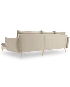 Canapé d'angle droit velours elio beige - 251x170x97 cm