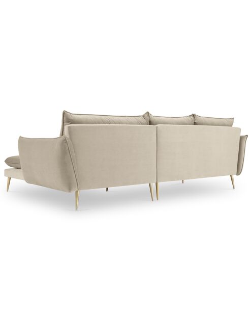 Elio rechtes Ecksofa aus beigem Samt - 251x170x97 cm