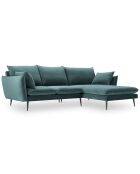 Canapé d'angle droit velours elio pétrole - 251x170x97 cm