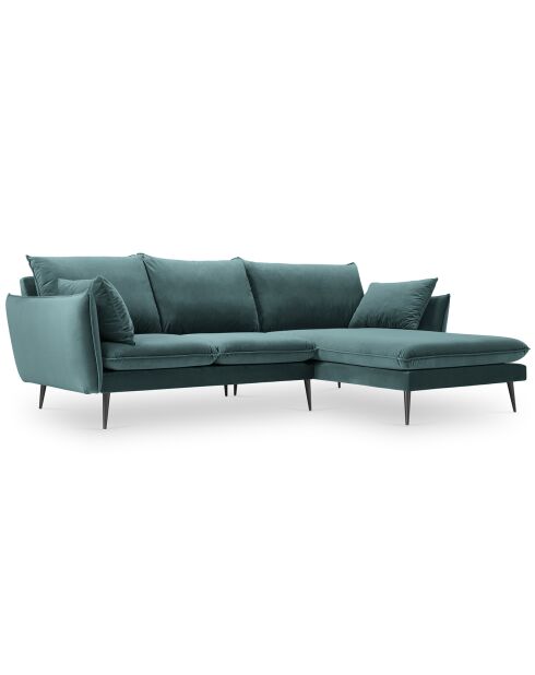 Canapé d'angle droit velours elio pétrole - 251x170x97 cm