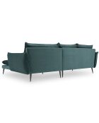 Canapé d'angle droit velours elio pétrole - 251x170x97 cm