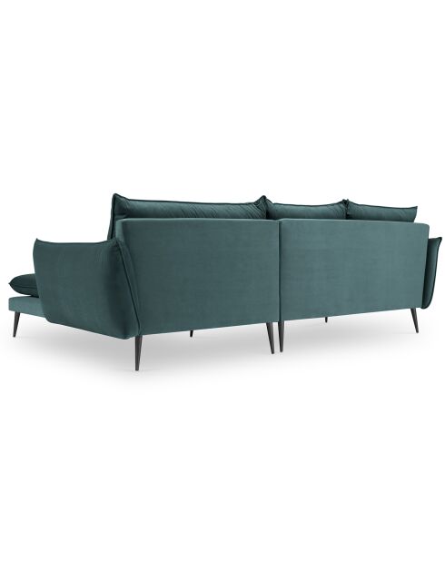 Elio rechtes Ecksofa aus petrolfarbenem Samt - 251 x 170 x 97 cm