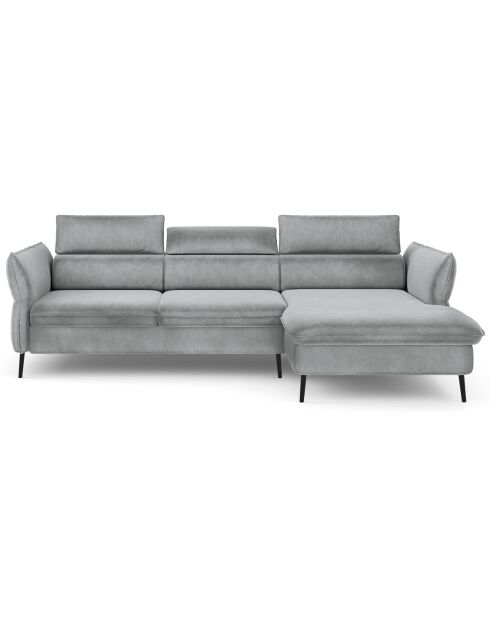 Canapé d'angle Droit Velours Convertible Avec Coffre De Rangement Valentina gris clair - 250x176x92 cm