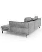 Canapé d'angle Droit Velours Convertible Avec Coffre De Rangement Valentina gris clair - 250x176x92 cm