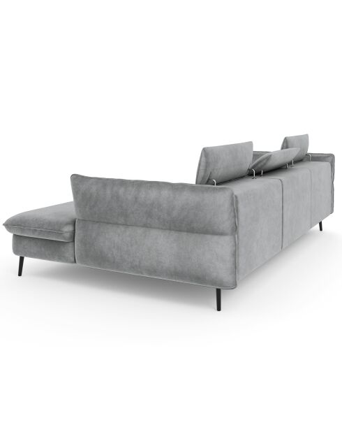 Canapé d'angle Droit Velours Convertible Avec Coffre De Rangement Valentina gris clair - 250x176x92 cm