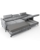Canapé d'angle Droit Velours Convertible Avec Coffre De Rangement Valentina gris clair - 250x176x92 cm