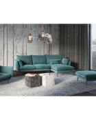 Canapé d'angle droit velours elio pétrole - 251x170x97 cm
