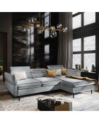 Canapé d'angle Droit Velours Convertible Avec Coffre De Rangement Valentina gris clair - 250x176x92 cm