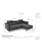 Canapé d'angle Droit Velours Convertible Avec Coffre De Rangement Valentina gris clair - 250x176x92 cm