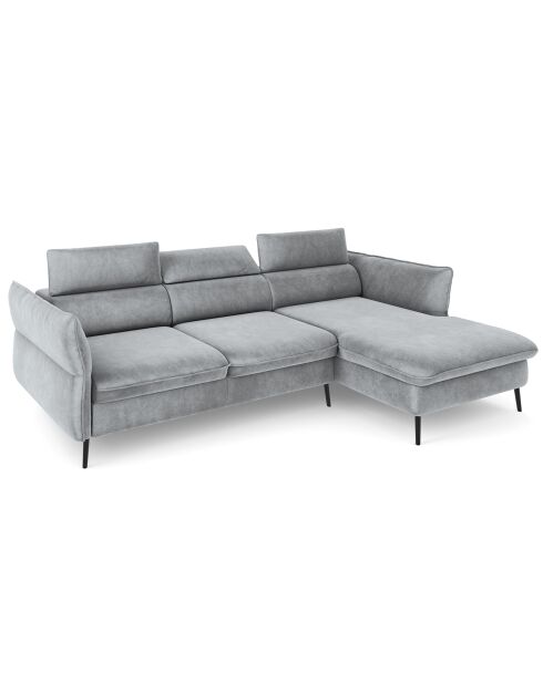 Canapé d'angle Droit Velours Convertible Avec Coffre De Rangement Valentina gris clair - 250x176x92 cm
