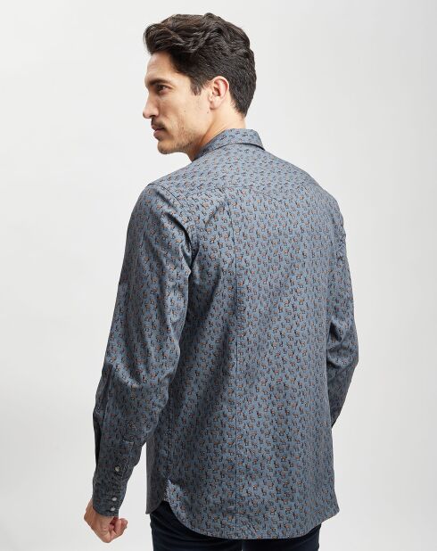 Chemise Cerf Print indigo