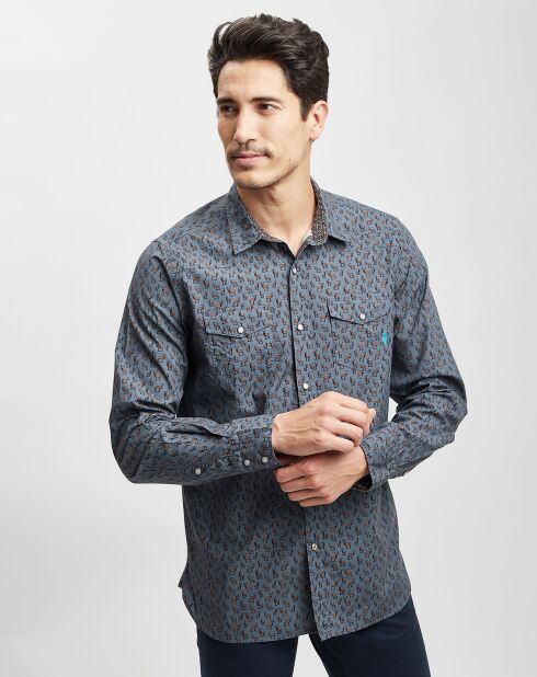 Chemise Cerf Print indigo