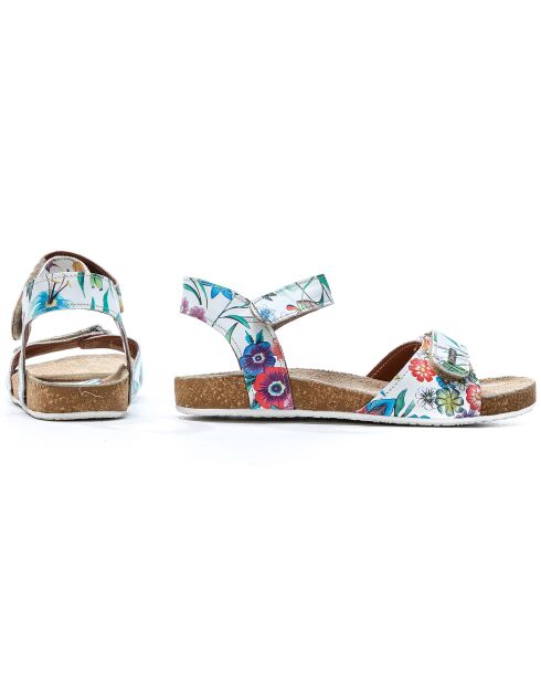 Sandales en Cuir imprimé floral fantaisies Forty multicolores