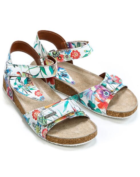 Sandales en Cuir imprimé floral fantaisies Forty multicolores