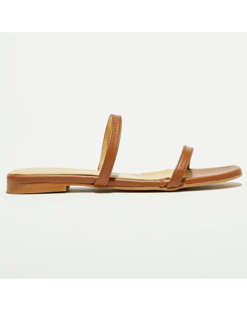 Mules in pelle color cammello