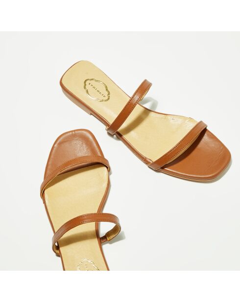 Mules in pelle color cammello