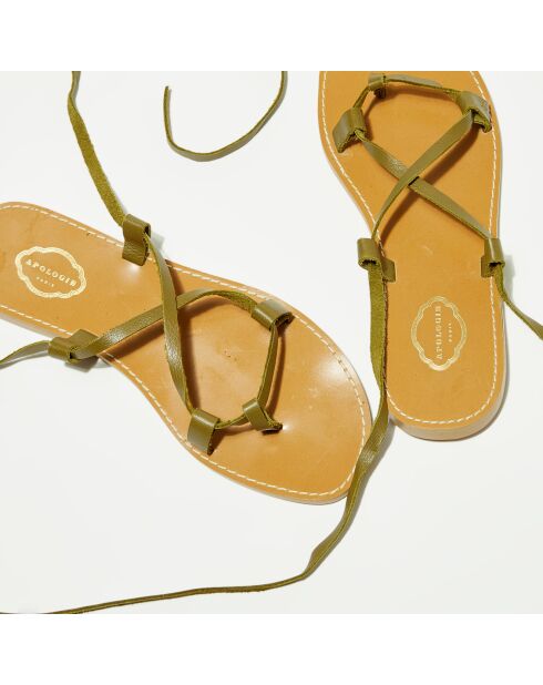 Sandalias de piel caqui