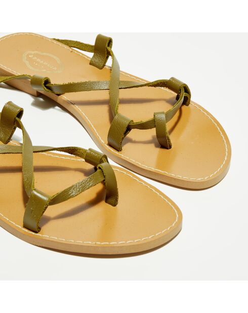 Sandalias de piel caqui