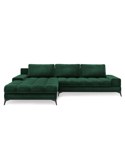 Canapé d'angle Gauche Velours convertible avec Coffre de Rangement Deneb vert bouteille - 315x212x87 cm