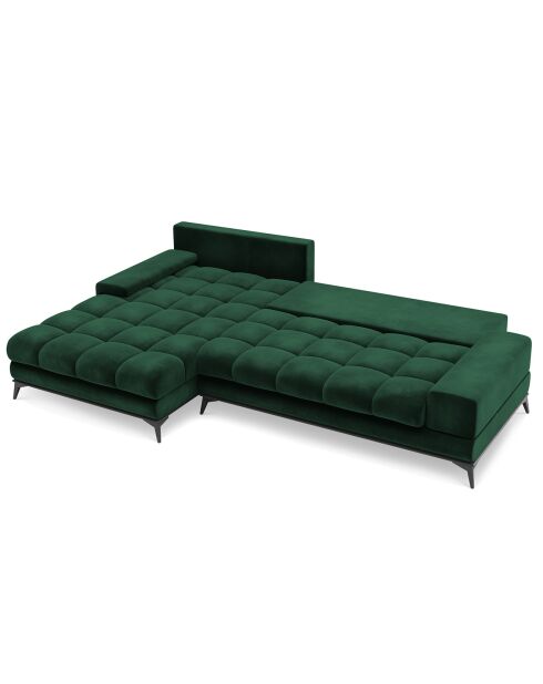 Canapé d'angle Gauche Velours convertible avec Coffre de Rangement Deneb vert bouteille - 315x212x87 cm
